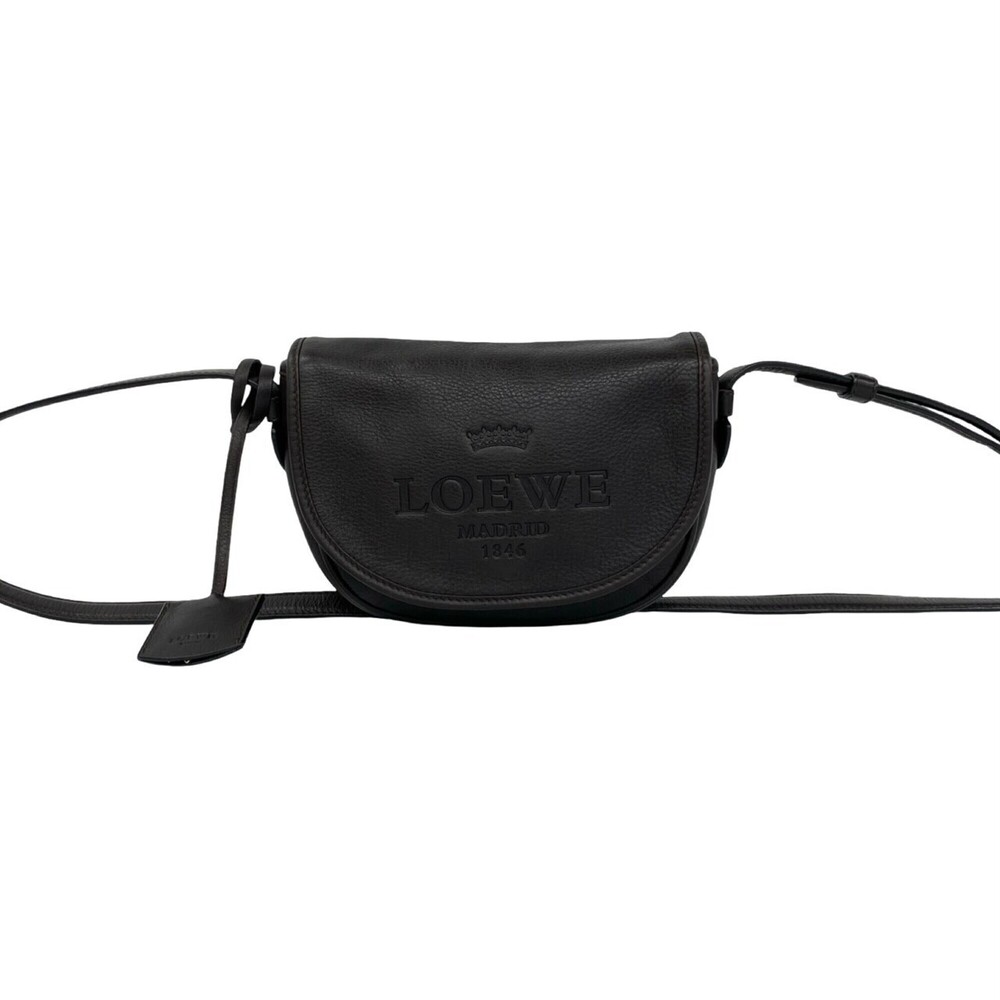 LOEWE Vintage Logo Embossed Leather Shoulder Bag, Pouch, Sacoche, Crossbody B...